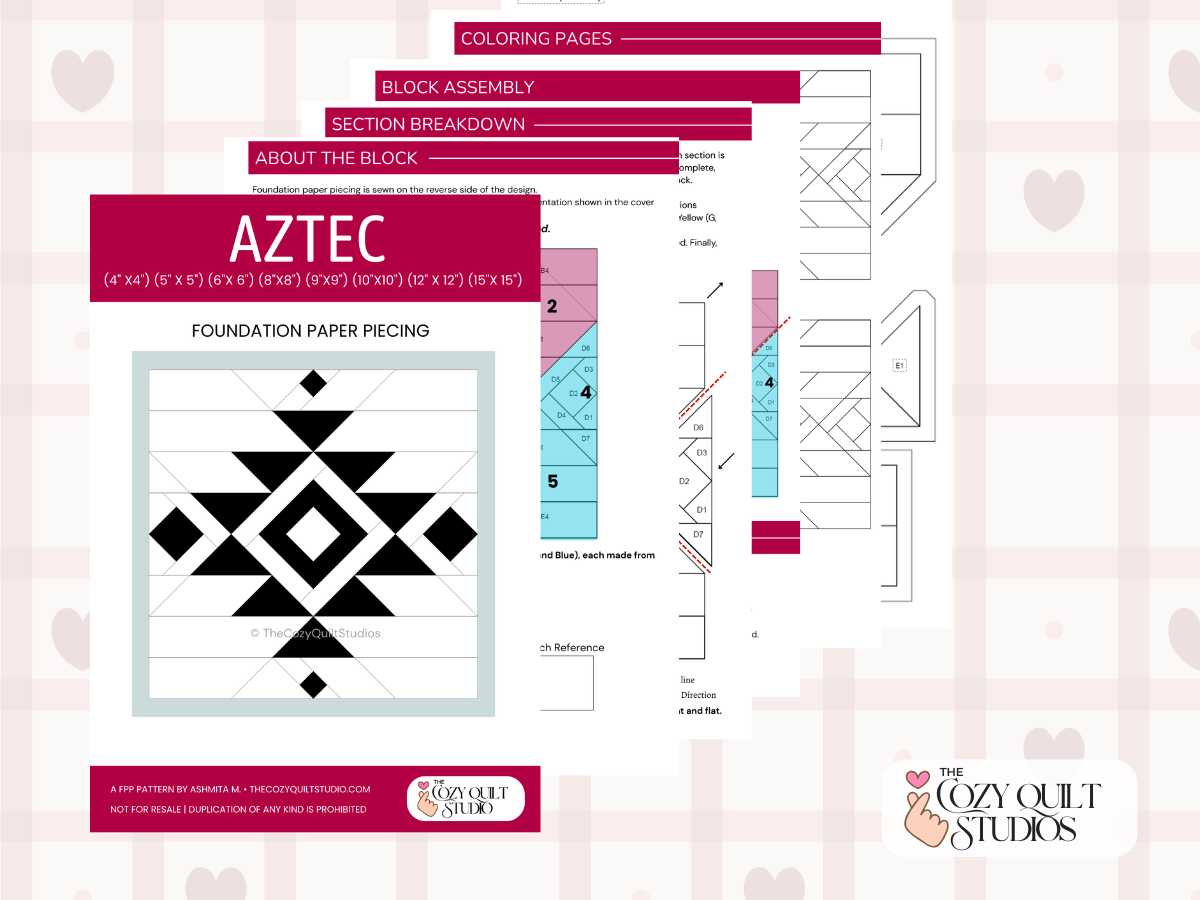 Southwest Aztec Diamond FPP Block - Image 2