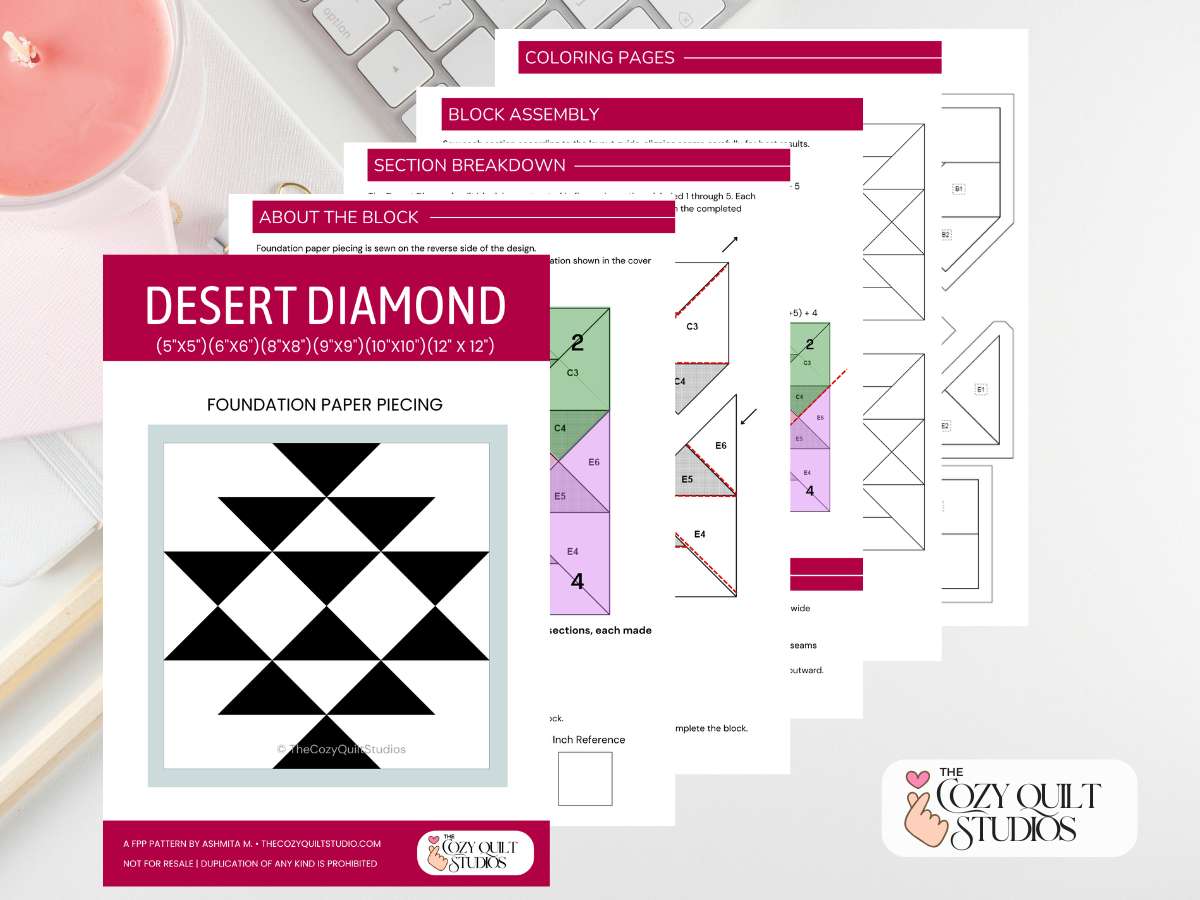 easy aztec fpp quilt block pattern pdf southwest paper piecing templates