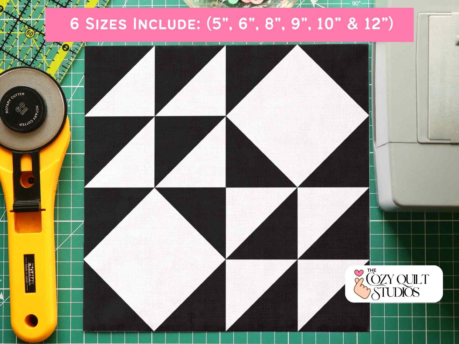 geometric navajo quilt block fpp pattern multiple sizes
