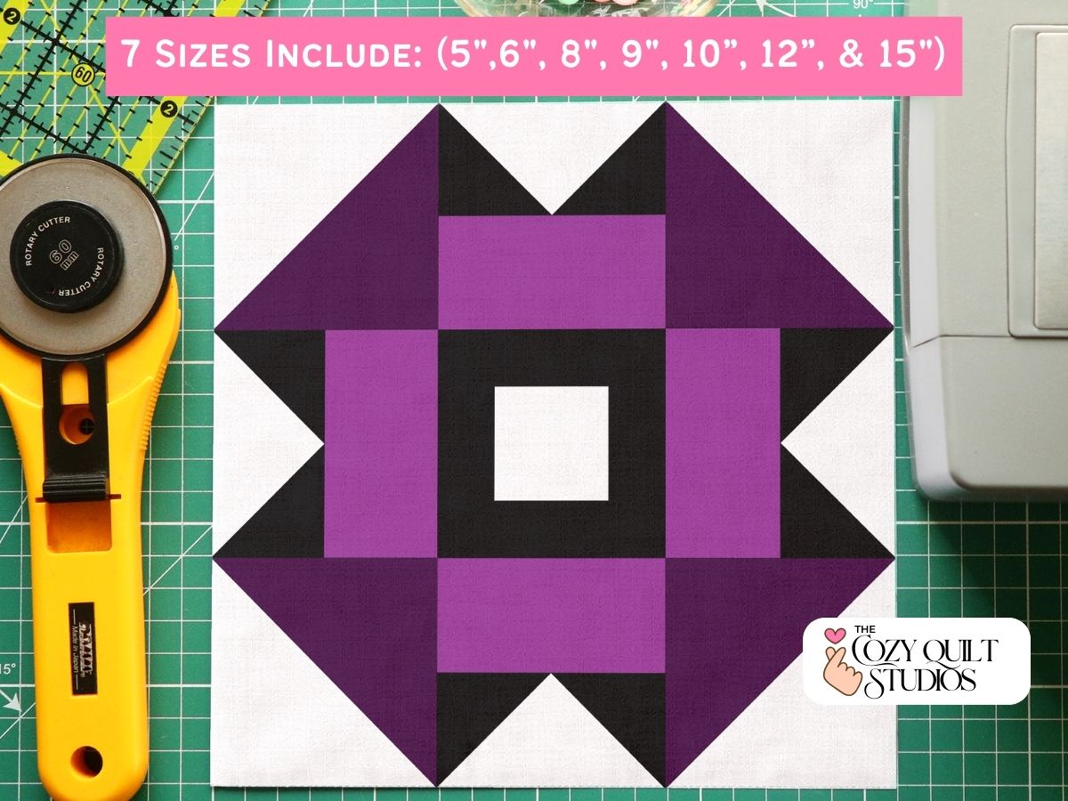 multiple sizes chrun dash fpp quilt block pattern
